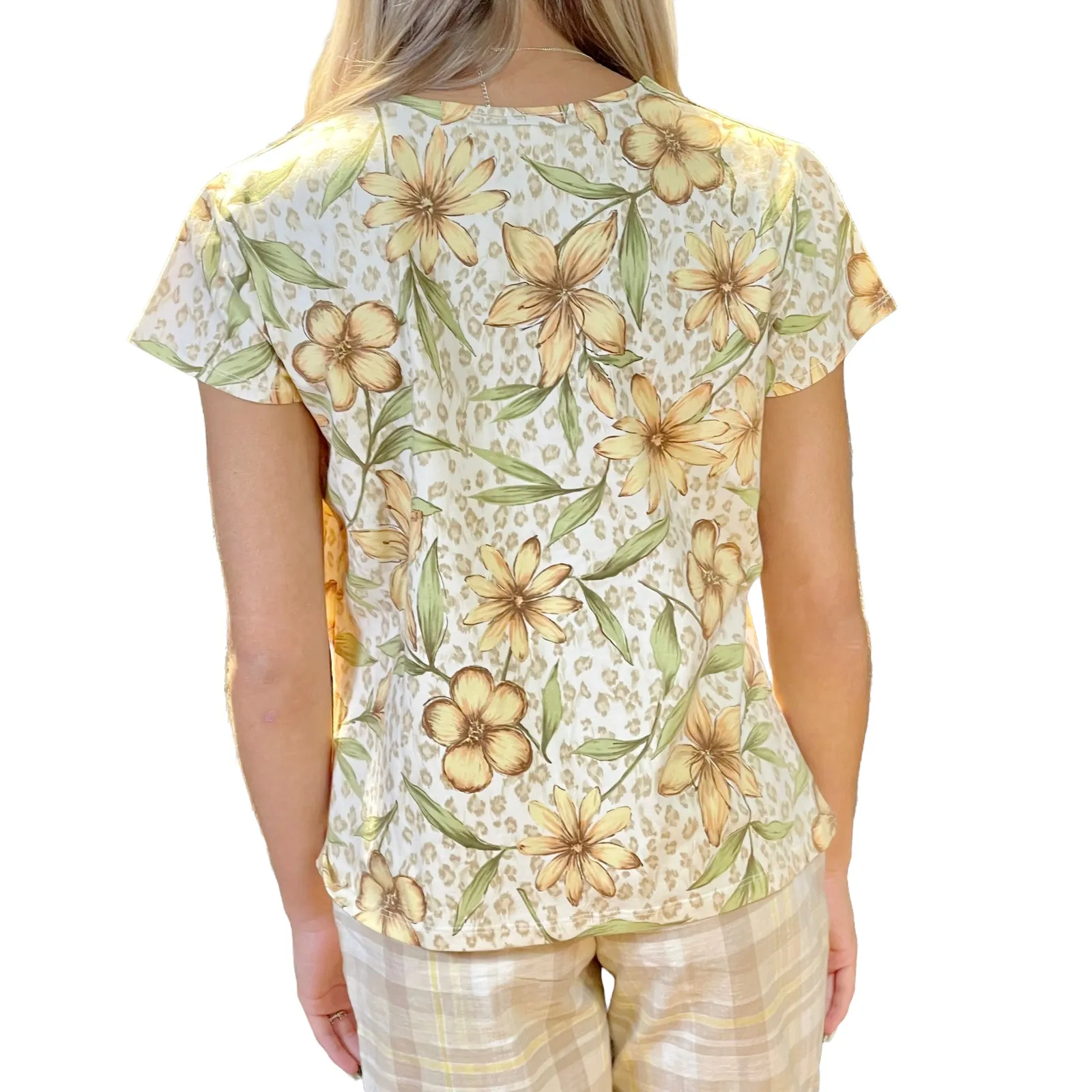 00s Vintage TALBOTS Floral Animal Print Short Sleeve T-Shirt New With Tags - Image 9