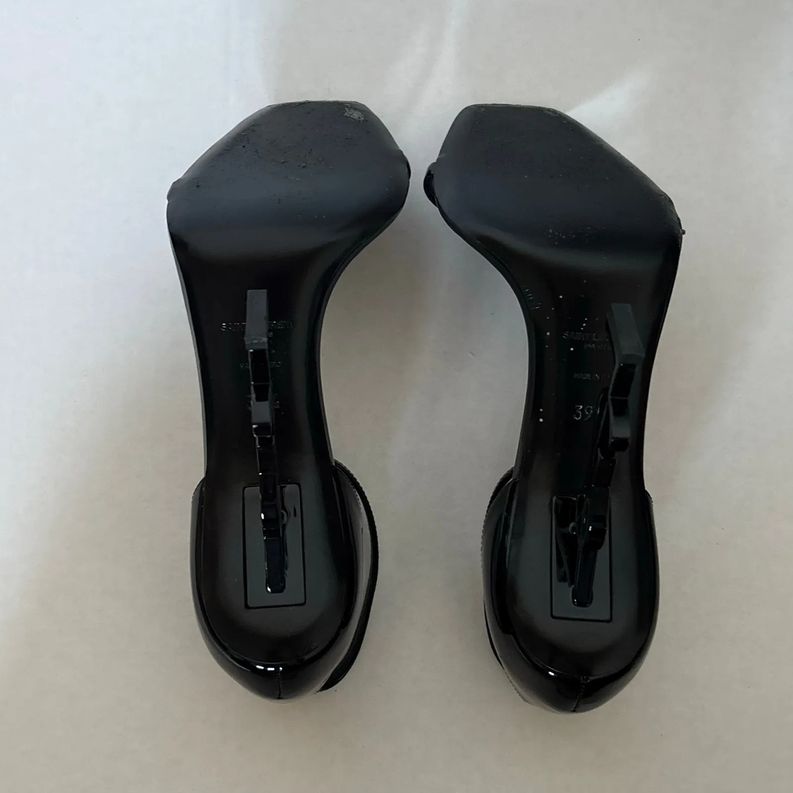 Saint Laurent Opyum YSL High Heel Patent Leather Sandal Pumps Black Size EU 39.5 - Image 9