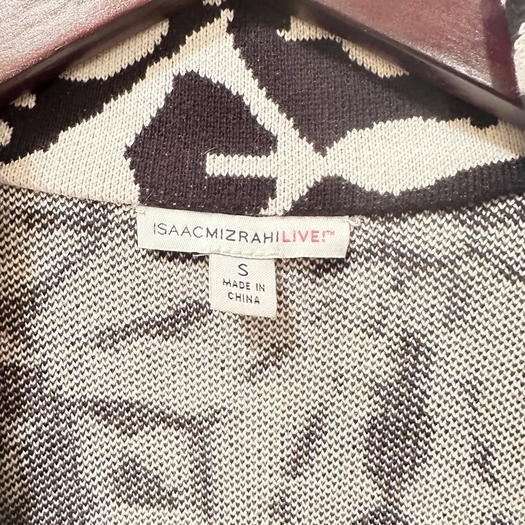 Isaac Mizrahi live Black and White Floral Cardigan Sz S - Image 3