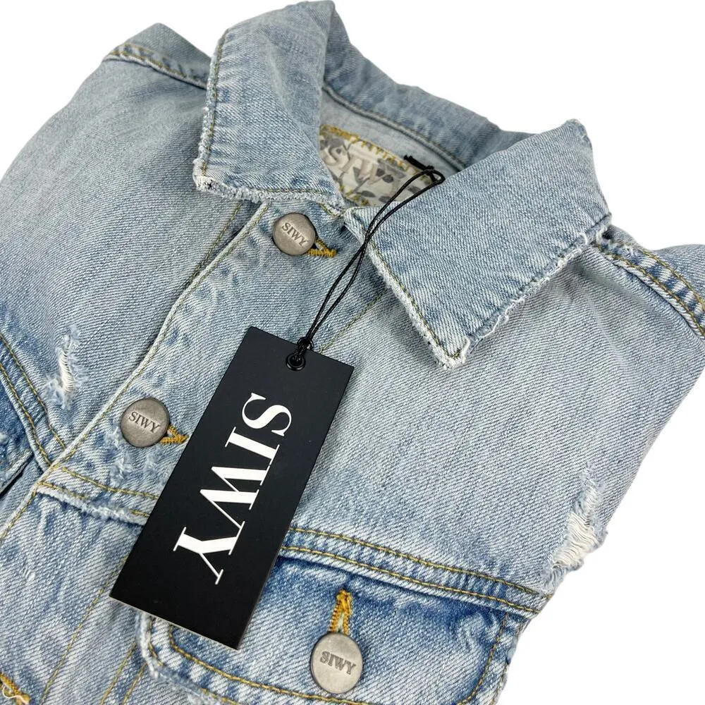 New Women’s Siwy Evy Oversized Jacket In Thelma And Louise Size S Blue - Image 4