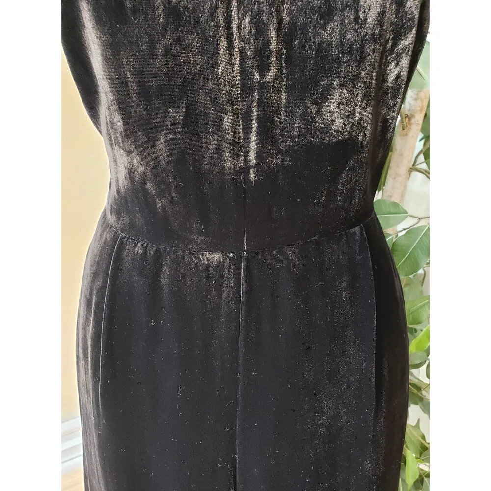 J.CREW Jumpsuit Womens Size 0 Black Velvet Pockets Sleeveless V Neck Back Zip - Image 10