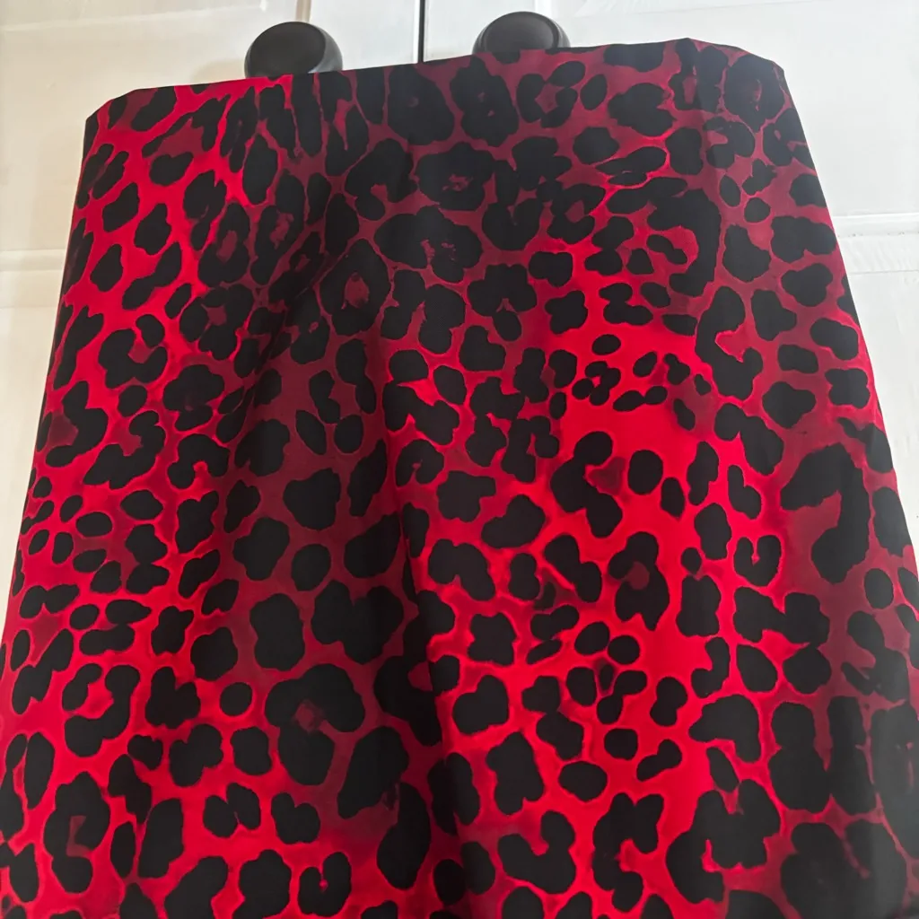 Cache Vintage Red Black Animal Print Belted Midi Dress Size 12 Whimsigoth Cheeta - Image 5