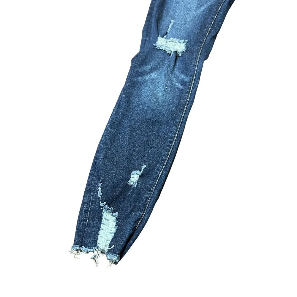Simple Society Distressed Jeans Raw Hem Blue Size 5 NWT - Image 2