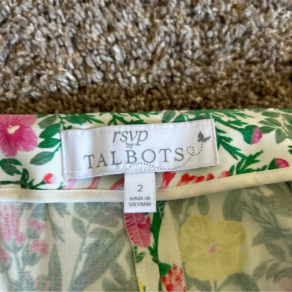 Talbots RVSP Heavy Floral Print w/  Green yellow and Pink Accents Sz 2 - Image 4
