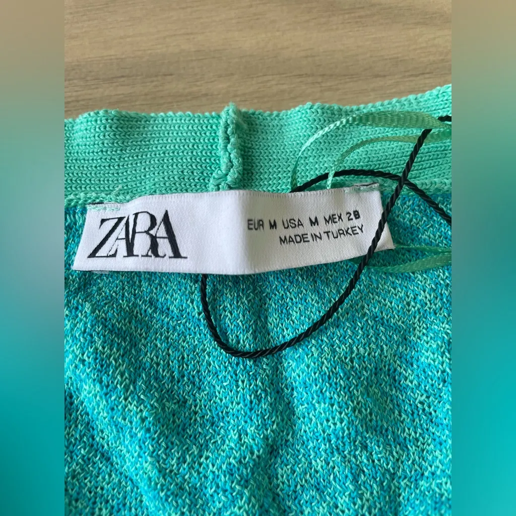 Zara Teal Wave Pattern Cardigan - Image 6