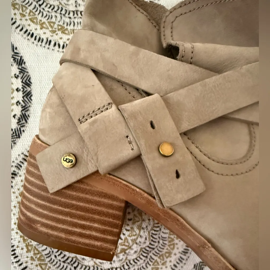 UGG Elora Women's Sahara Suede Leather Heel Ankle Booties Size 7 - Image 8