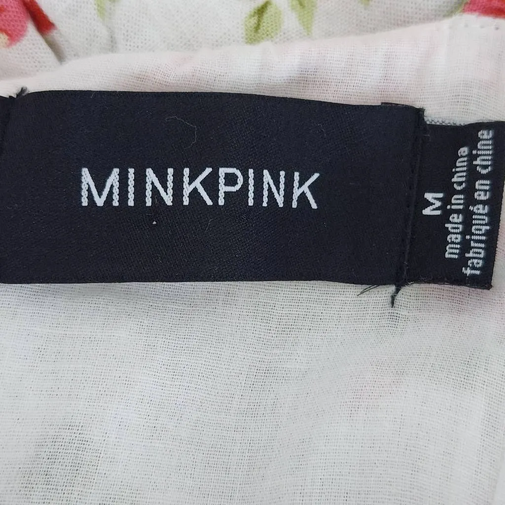 MINKPINK Green and Pink Floral Mini Dress Size Medium Wedding Guest Dress - Image 9
