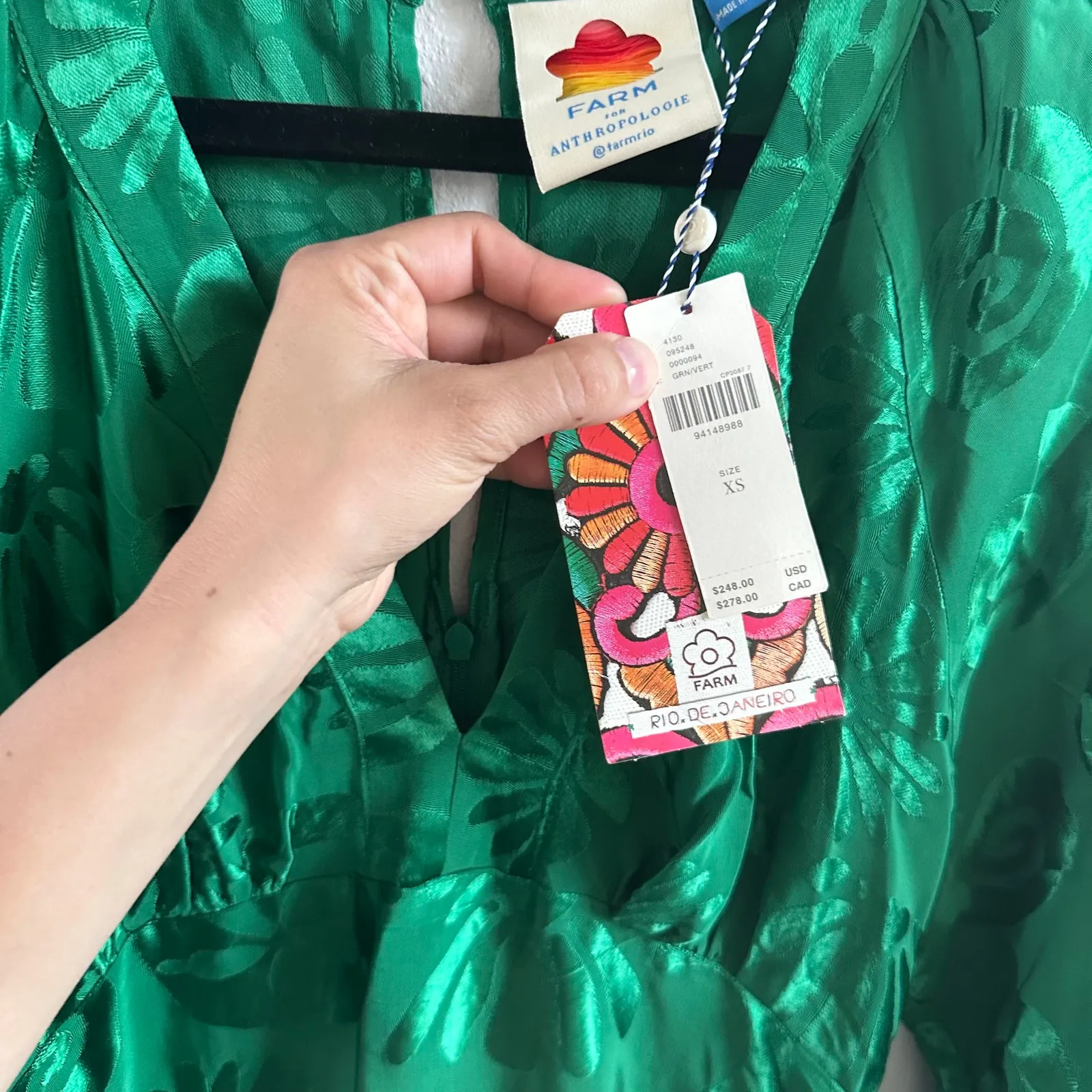 Anthropologie Farm Rio Long-Sleeve V-Neck Jacquard Maxi Dress Size XS - Image 4