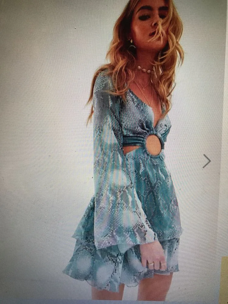 ASOS Blue Snake Skin Dress  - Image 3