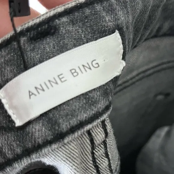 Anine Bing Jeans Size 24 Distressed Skinny Raw Hem Washed Gray Women’s - Image 13