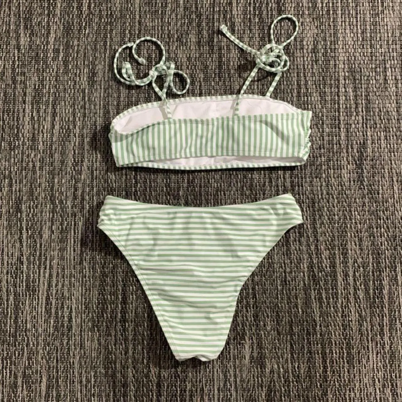 Shein Bikini set Green striped - Image 2