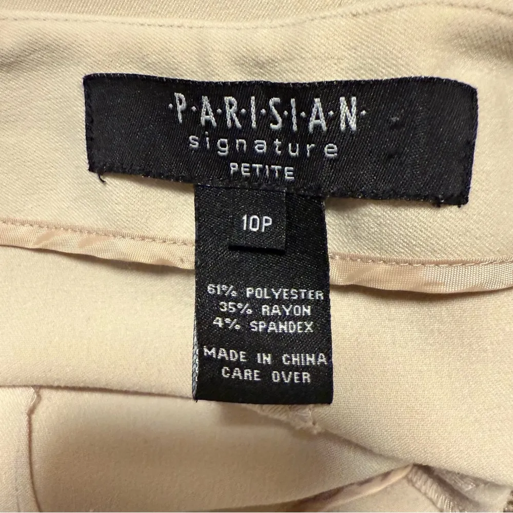 Parisian Signature Petite Pull On Straight Leg Dress Pants Tan Cream Size 10P - Image 4
