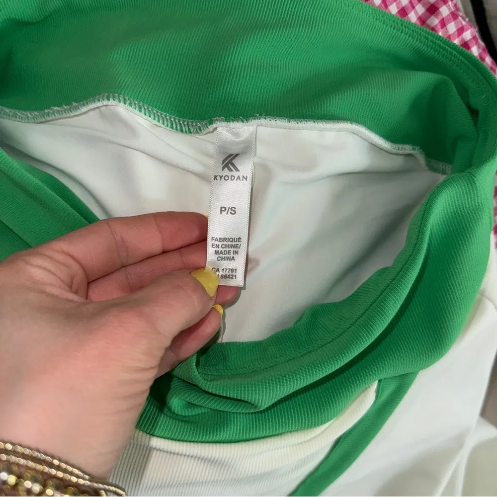 Kyodan Golf Tennis Skirt kelly Green colorblock contrast Skort asymmetrical mini - Image 4