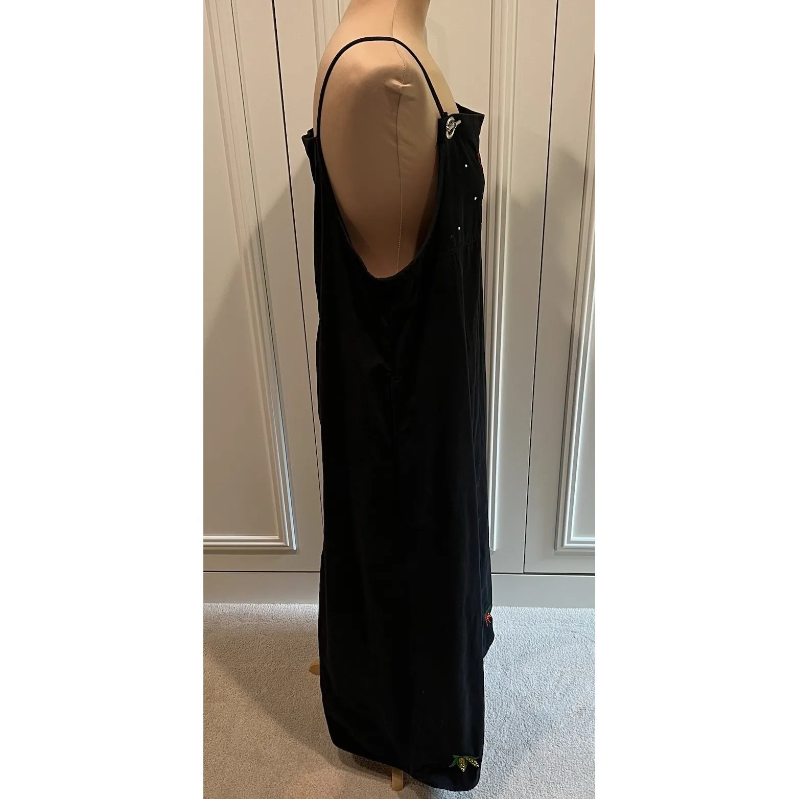 Quacker Factory  Black Bib Maxi Dress Plant‎ Your Dreams Womens 14 Veggies Garden - Image 6