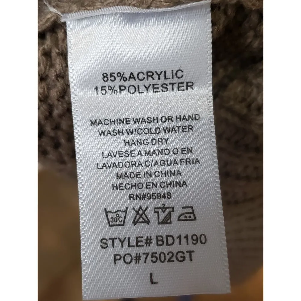 Cozy Casual Sweater Dress Women's Large Brown Geometric Cowl Neck Long Sleeve - Image 8