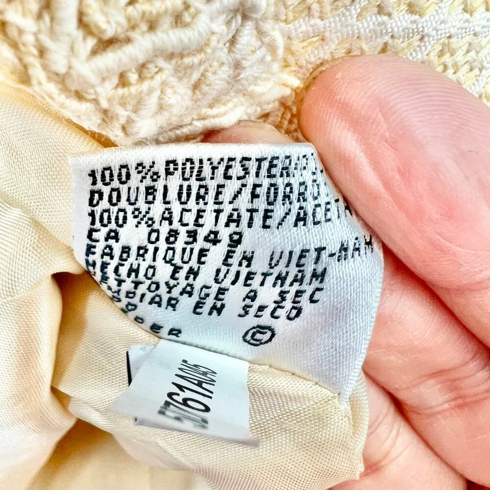 NWT Le Suit Town and Country Yellow Beige Diamond Tweed Blazer 3 Button SIZE 8 - Image 9