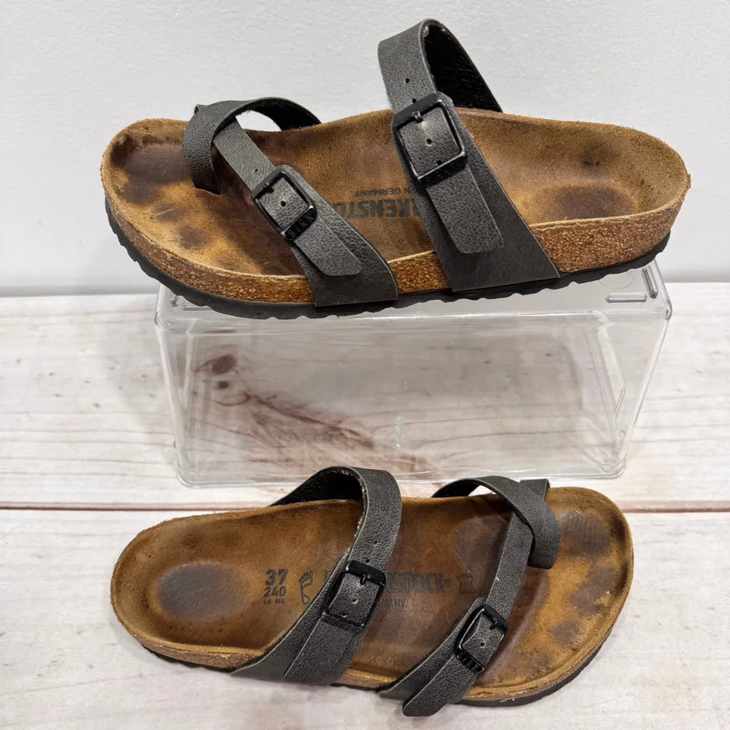Birkenstock Mayari Burko-Flor Gray Thong Sandals Comfy Boho Hippie Size 37/ 6.5 - Image 2
