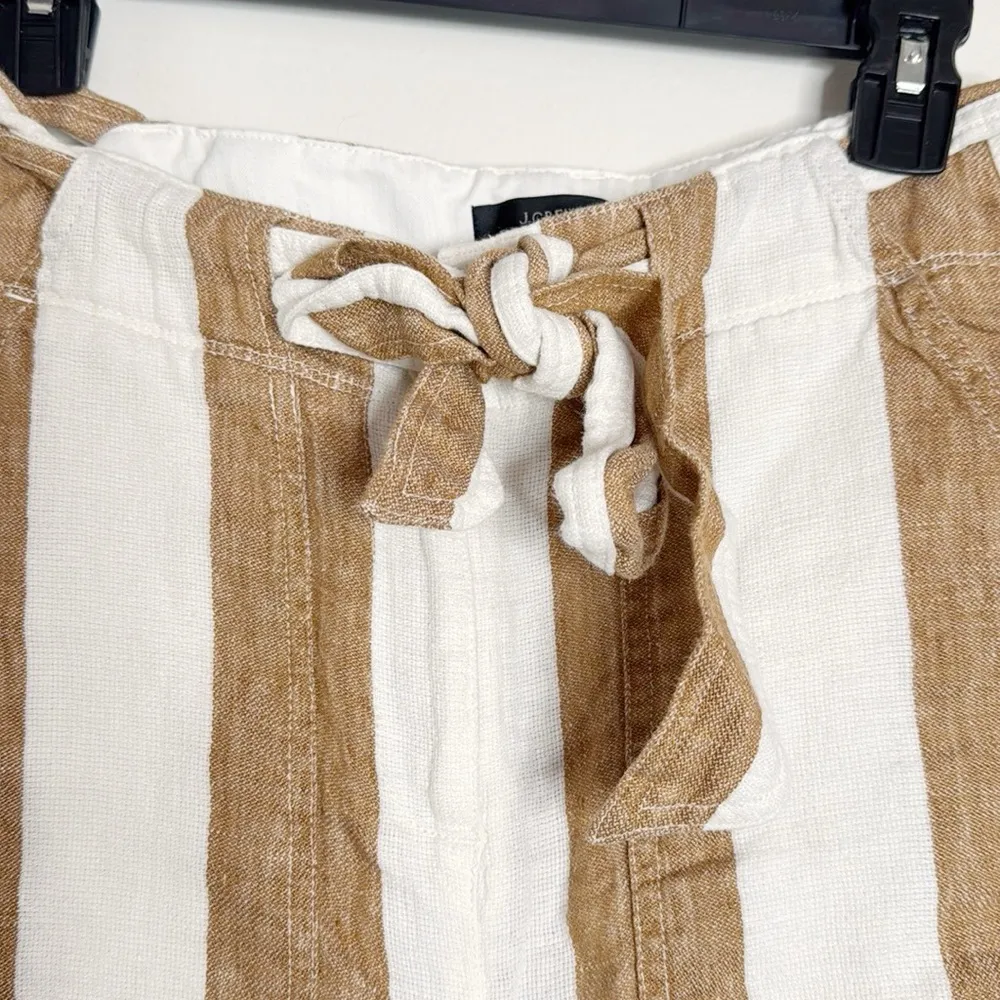 J. Crew Tie-waist linen pant in Large Golden Bistripe Size 0 - Image 4