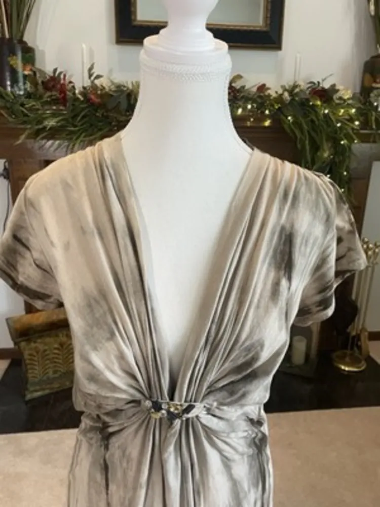 VTG 90s Y2k‎ Fairy Grunge Beads Tie Dye Brown Cream Size Medium - Image 3