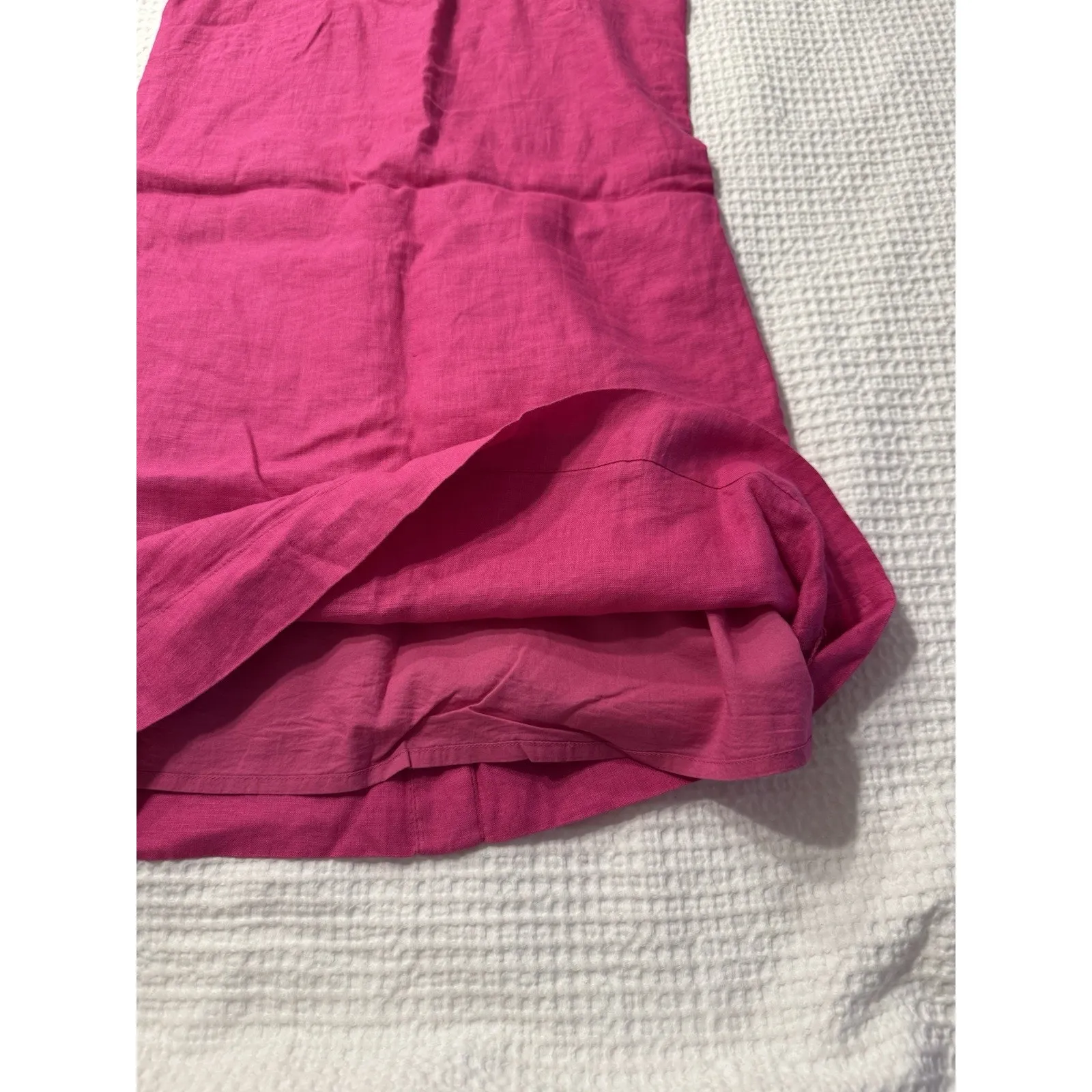 J Crew Linen Button Back Dress Fuschia Pink XXS Preppy Old Money Classic Pockets - Image 6