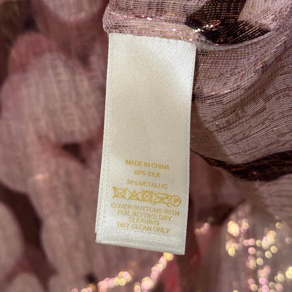 Kate Spade Silk Haley Top All That Glitters Size 2 Pink - Image 9