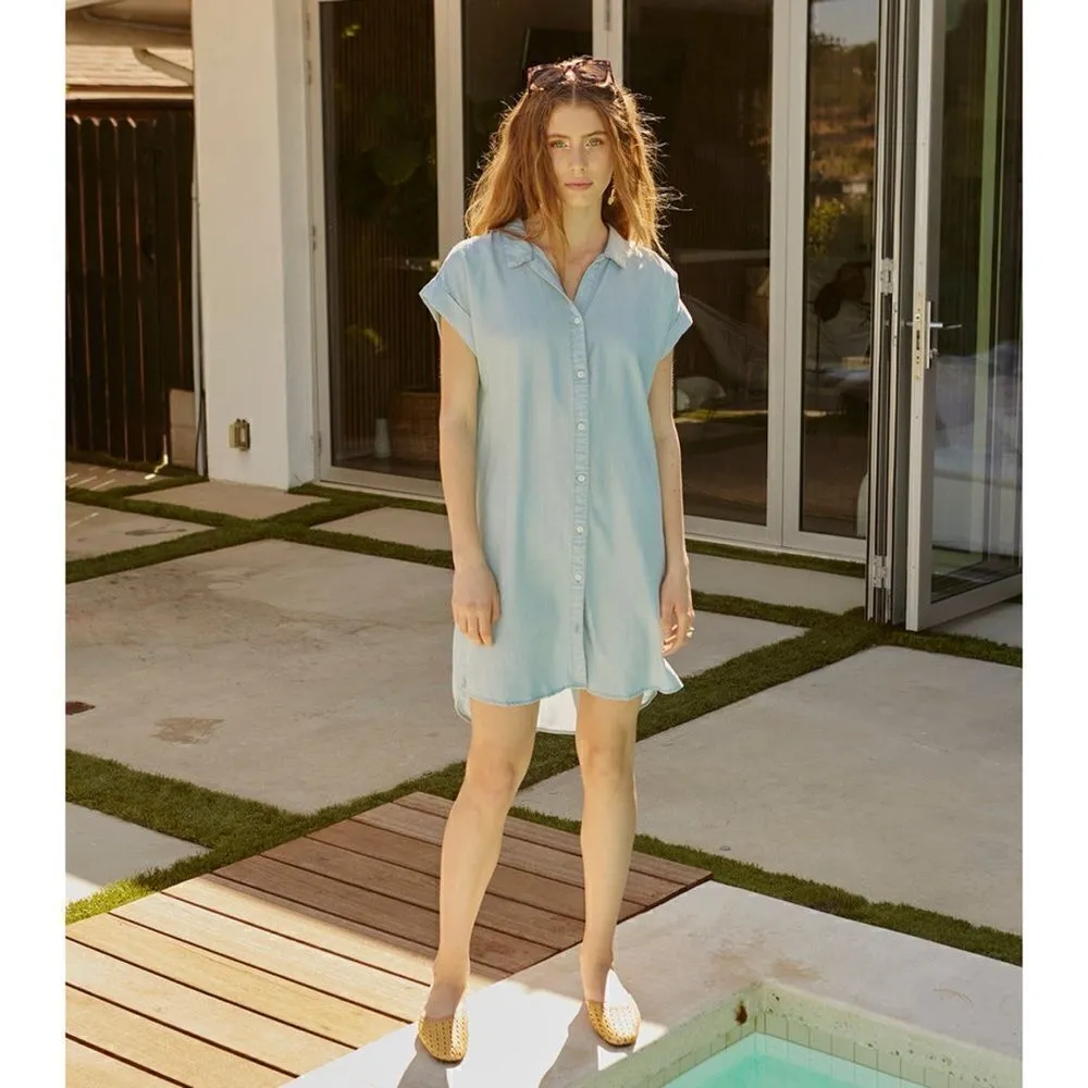 Thread and Supply Crescent Dress light wash Floret Print denim M Blue Size M - Image 4