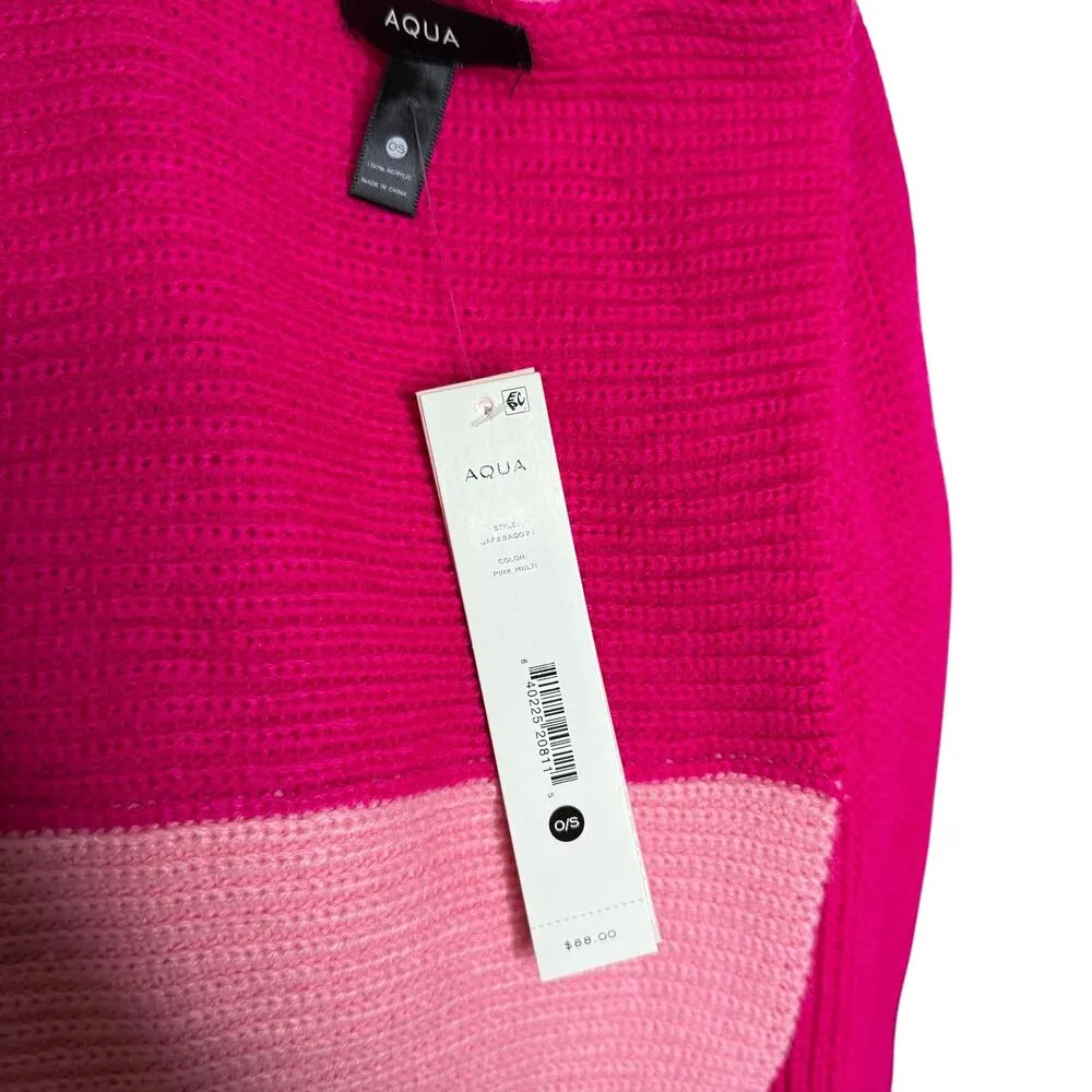 Aqua Bloomingdales Long Color Block Acrylic Knit Winter Wrap Scarf Outdoors Pink - Image 5