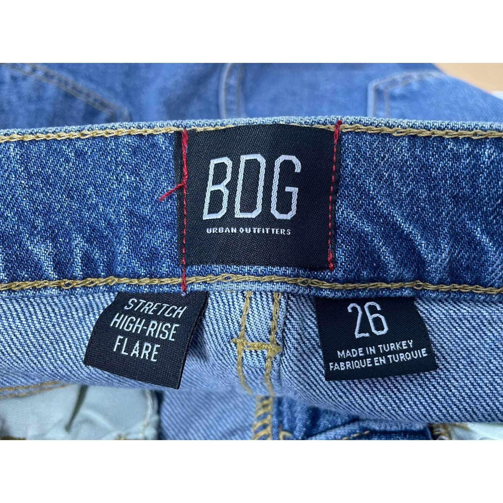 BDG Urban Outfitter Jeans Size 26 High Rise Stretch Flare Leg Distressed Hippie - Image 6