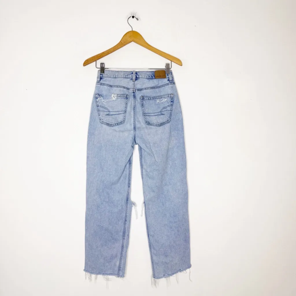 American Eagle Baggy Jeans Distressed Straight Leg Size 0 Regular - Image 3