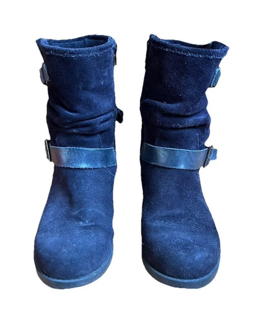 Eric Michael Portugal Venice Boot Blue Suede Moto Boots US 7/EU 38 Comfort - Image 1