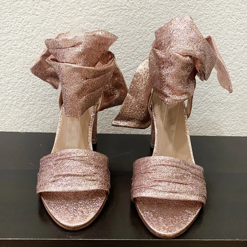 ULLA JOHNSON Cupid Heel Sandals Sparkle Lurex Pink Metallic Size 38 / US 8 - Image 8