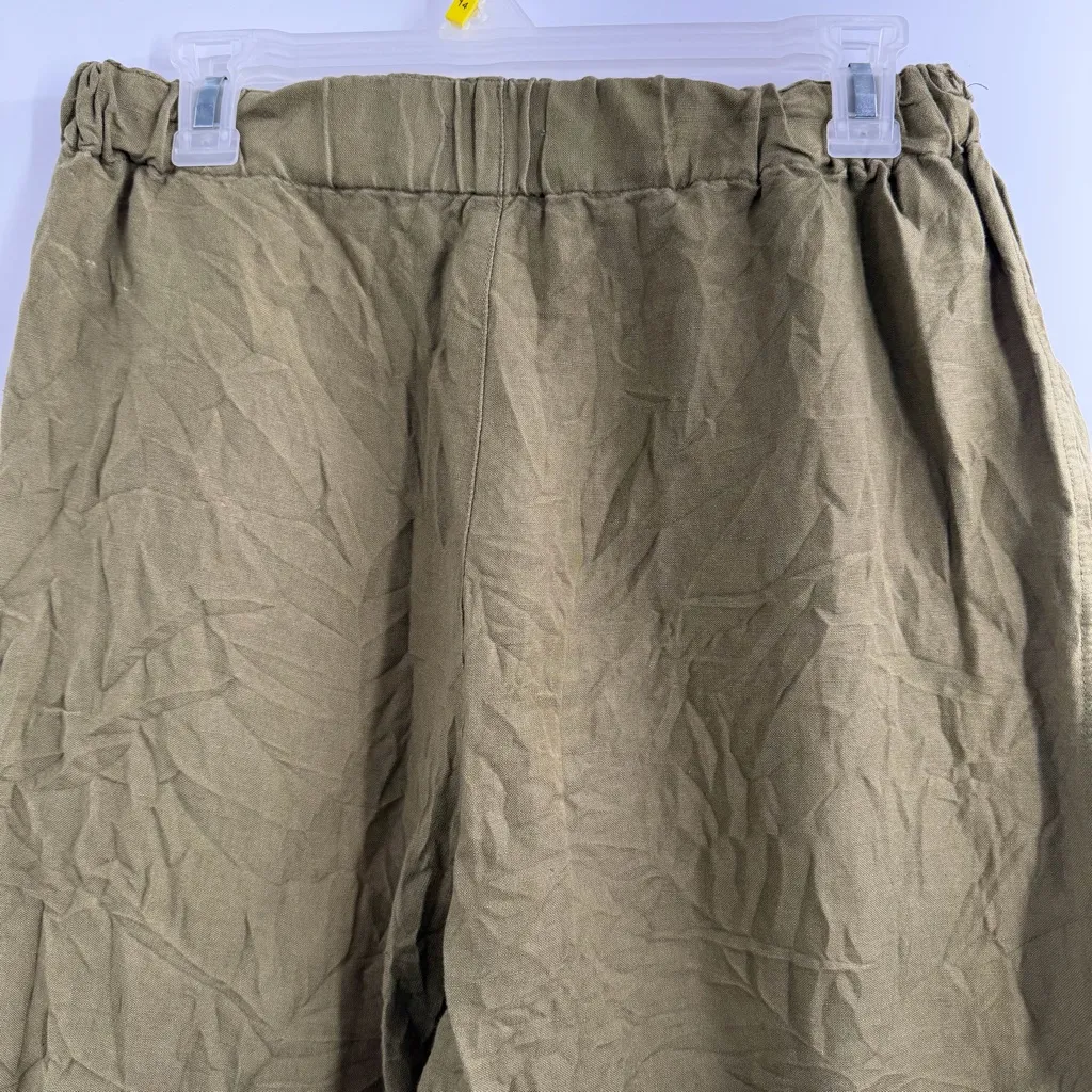 Madewell Linen-Blend Pull-On High-Rise Wide-Leg Pants size M Vintage Moss green - Image 5