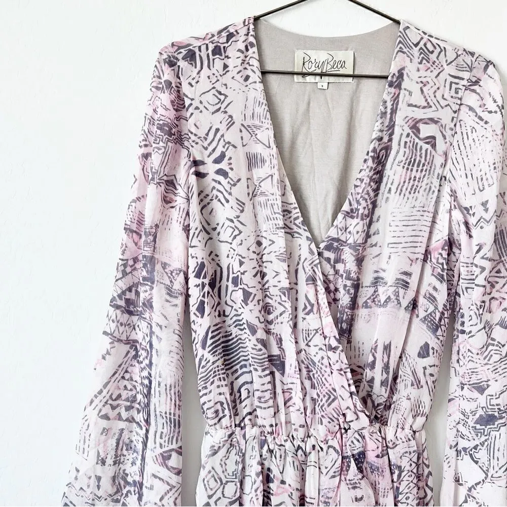 Rory Beca Aztec Print Silk Long Sleeve Romper - Image 3