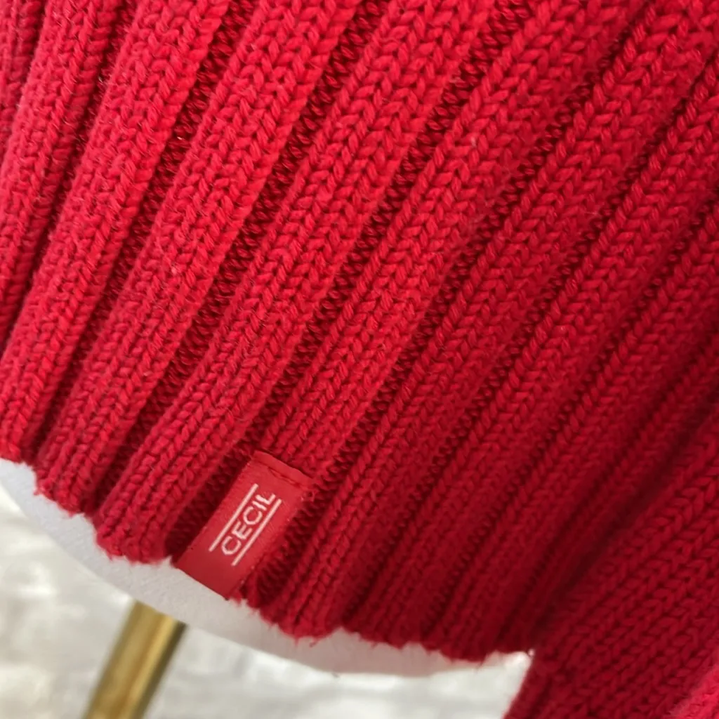 CECIL Red and White Turtleneck Sweater - Image 4