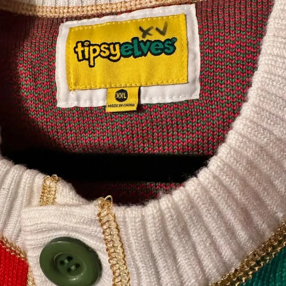 Tipsy Elves 2X 100% Cotton Snowman plaid cardigan Christmas Holiday heavy wgt - Image 4