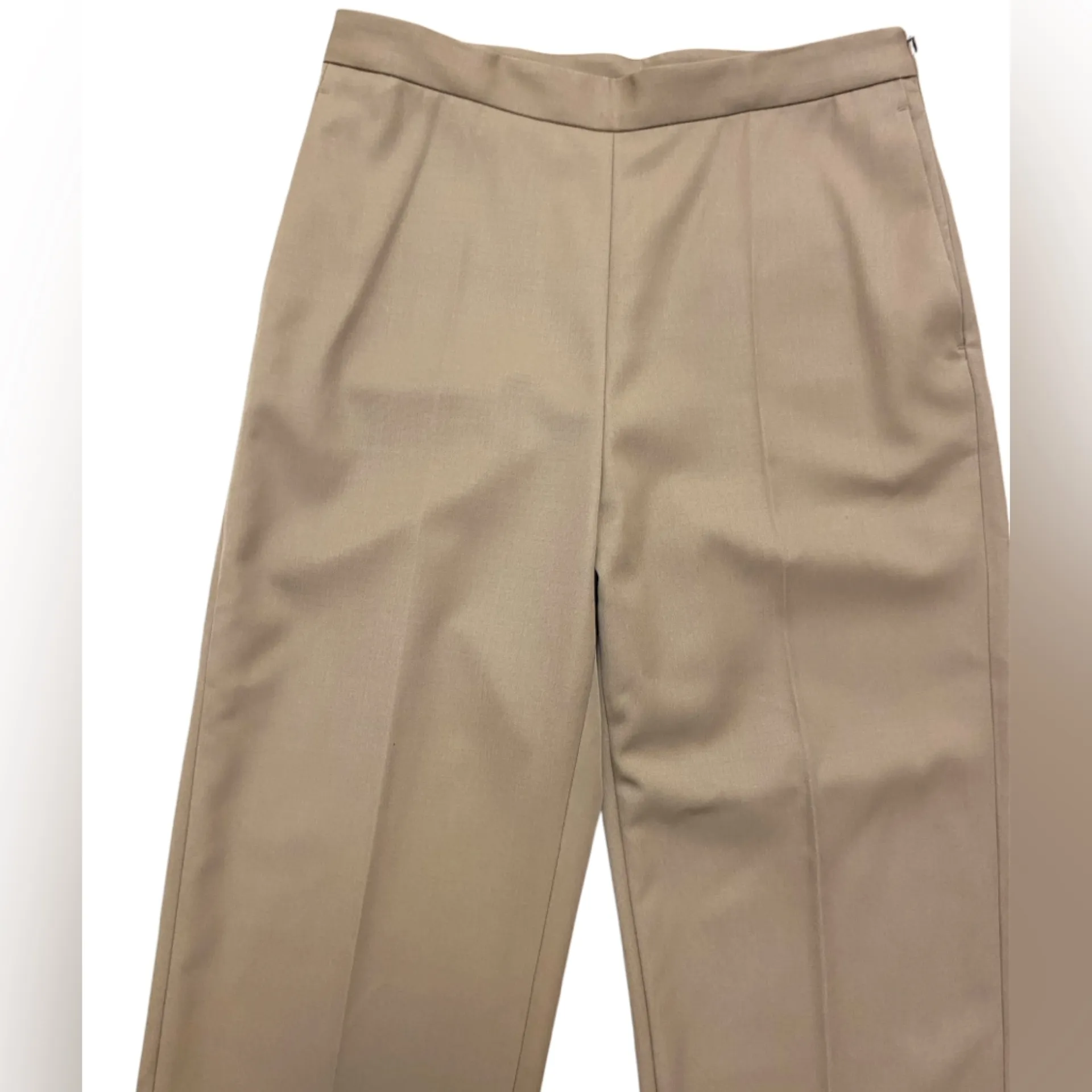Dries Van Noten dress pants women straight leg tan wool Sz 8 NWT - Image 2