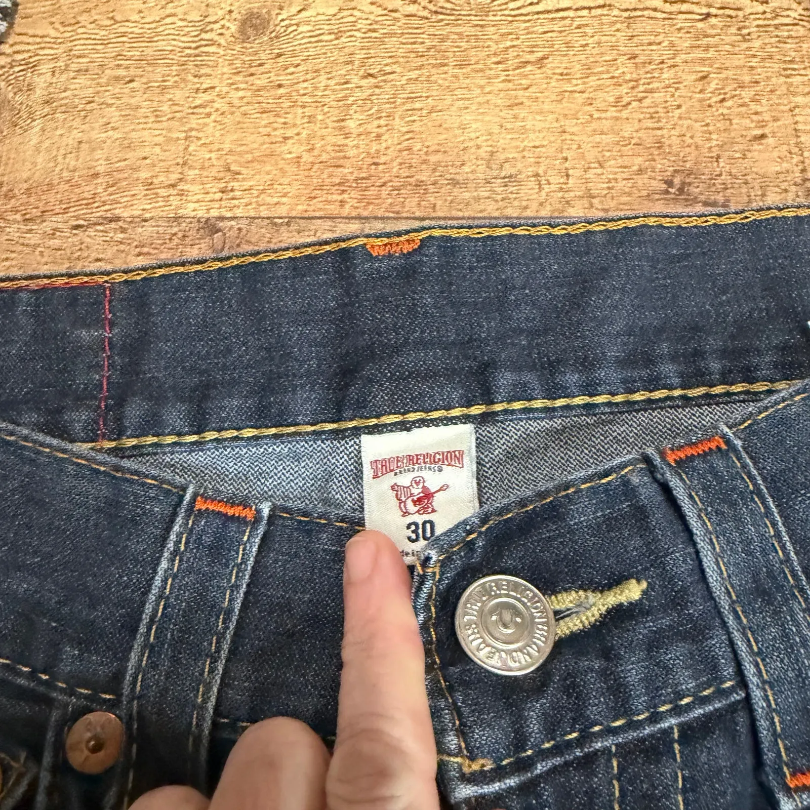 True Religion Wmns 100% Cotton Distressed Denim Skinny Straight Jeans Sz 30 FLAW - Image 3