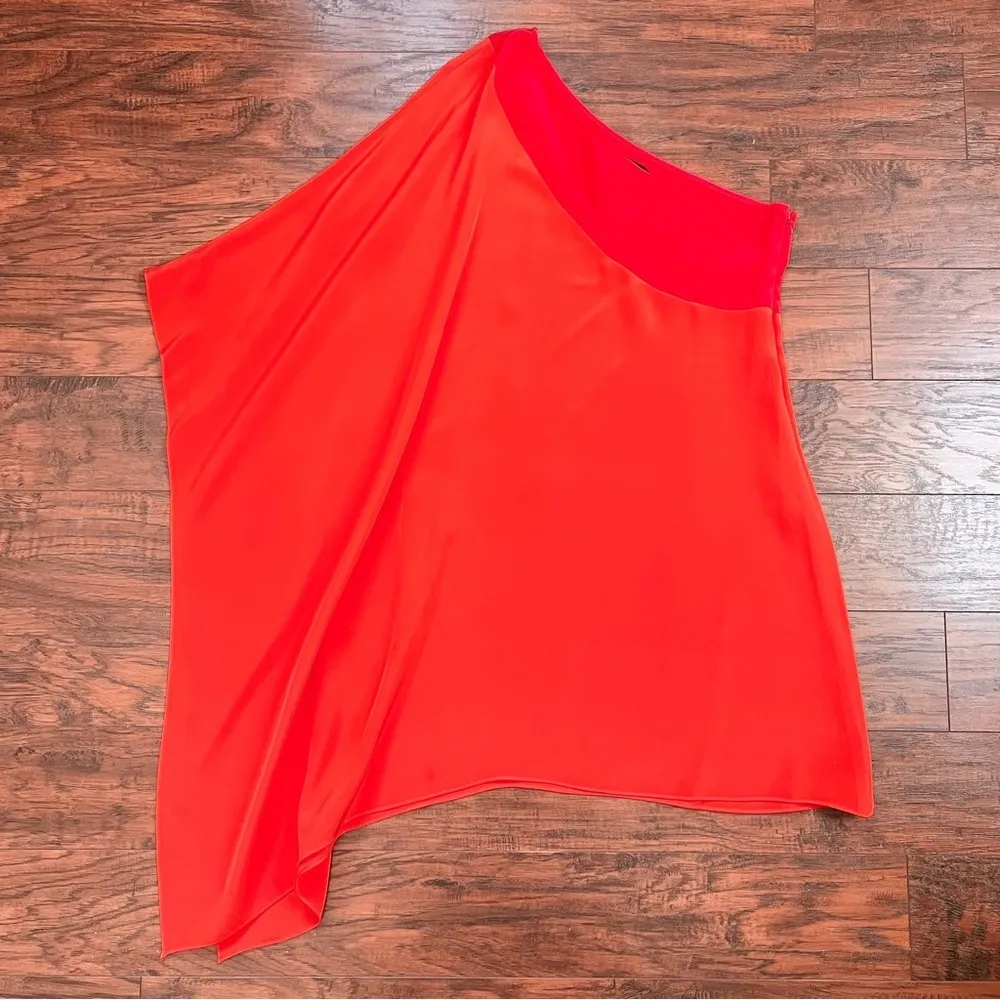 JAYGODFREY • Paradis One Shoulder Dress orange red 100% silk cocktail mini - Image 9