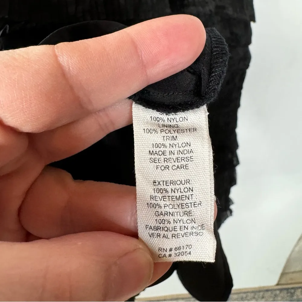 Free People Black Ruffle Mesh Mini Dress - Image 7