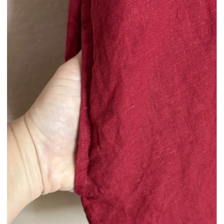 Bryn Walker Womens‎ XL Linen Red Dress USA Lagenlook Boho Travel Casual Beach - Image 3