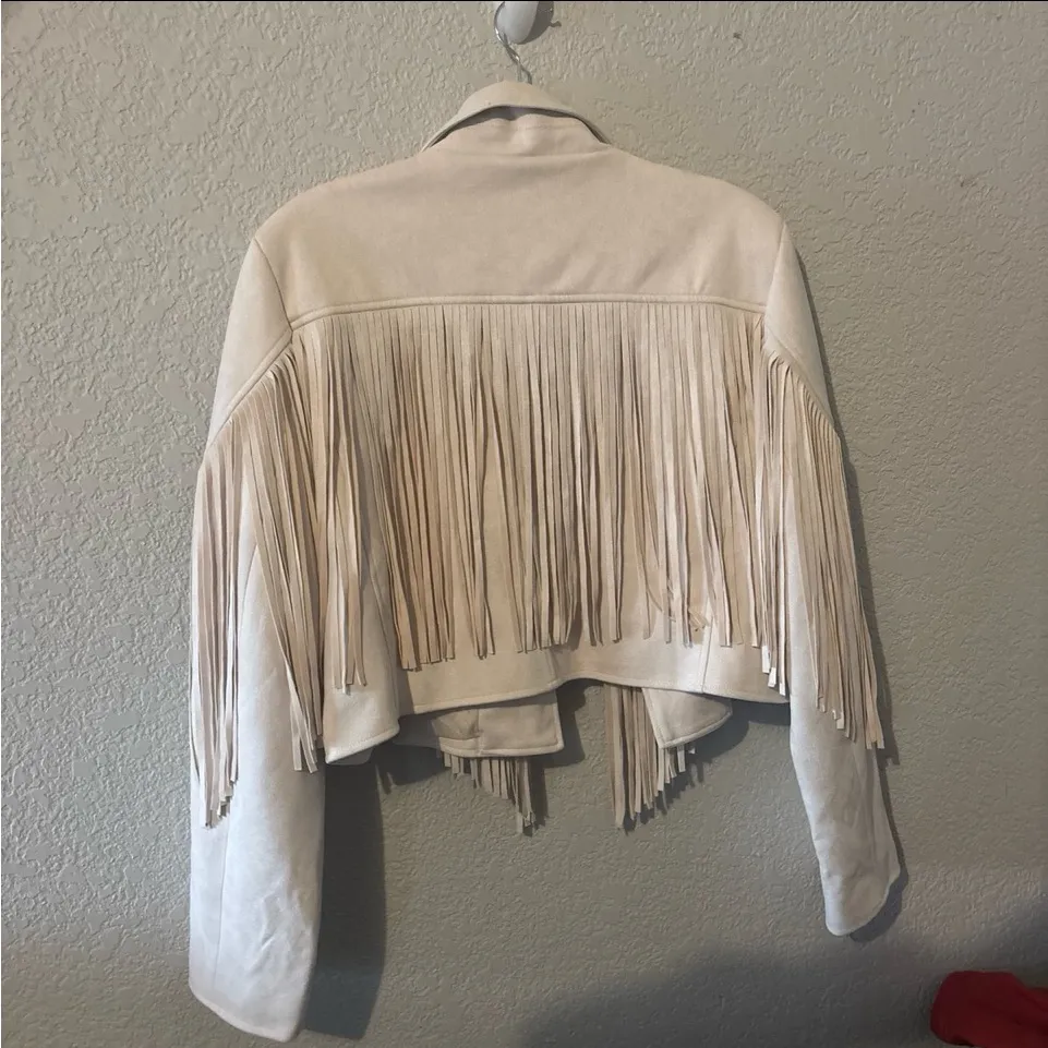 Altar'd State Cream Fringe Blazer - Image 3