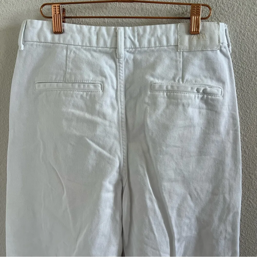 Zara White Wide Leg Straight Crop Denim Jeans USA 6 - Image 5