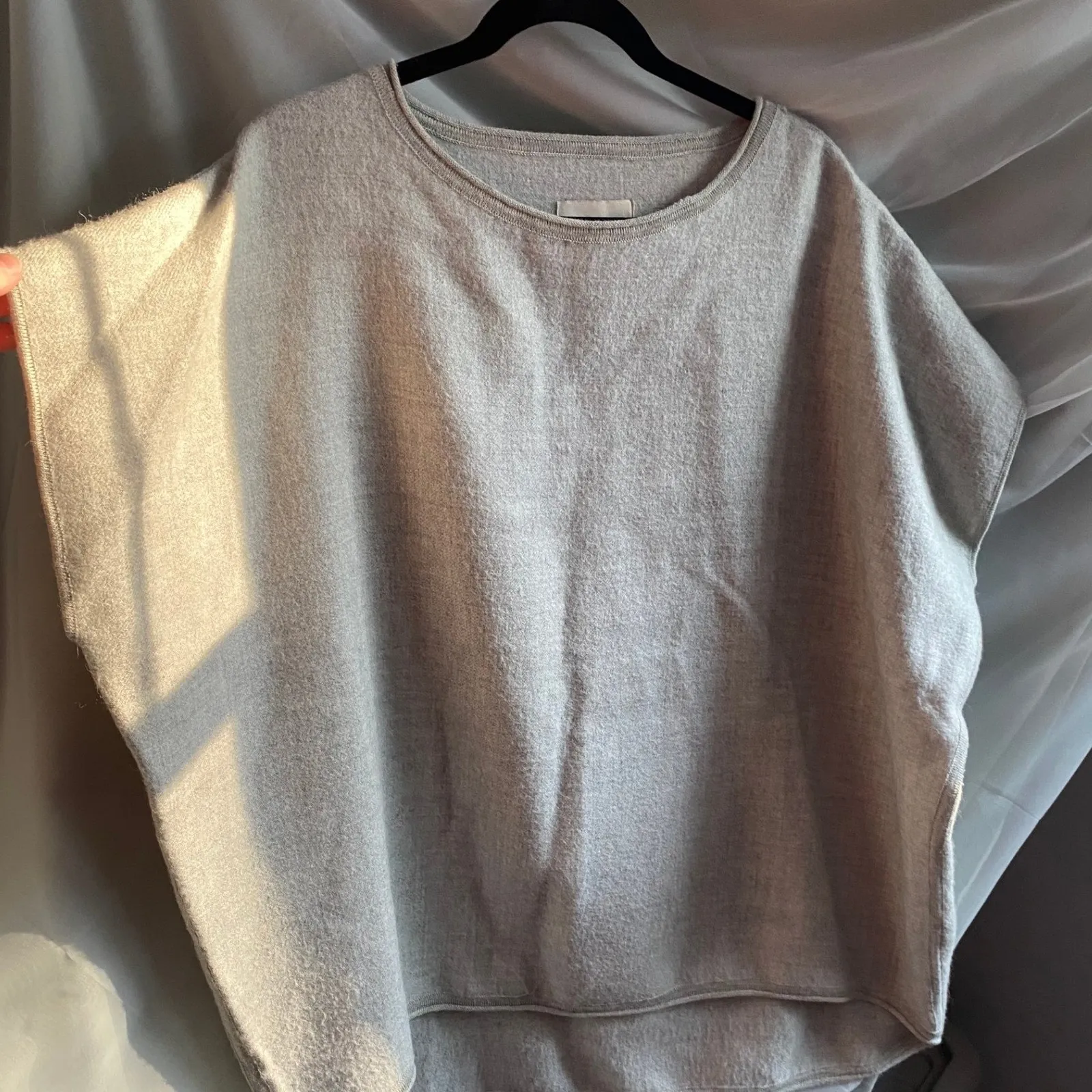 CUYANA Baby Alpaca Gray Poncho Sweater Top OS Scandigirl Boho Heritage Fisherman - Image 2