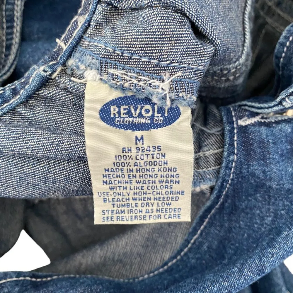 Vintage Revolt Denim Jean Sleeveless Dress button SIDE STRIPE dress size medium Blue - Image 9