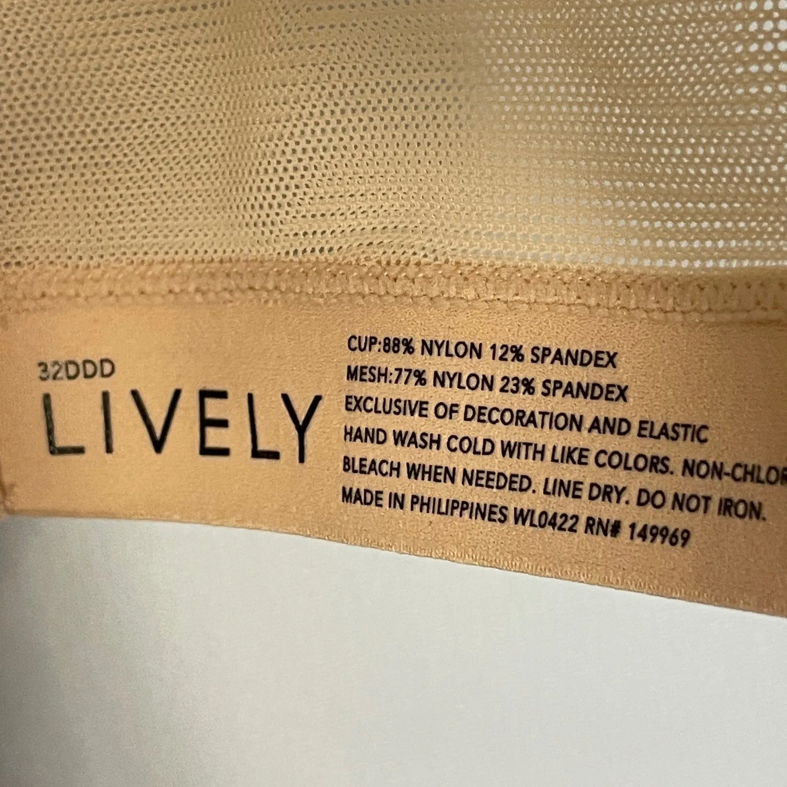 Sheer Lace Longline Bralette Beige Unlined Underwire Cups Adjustable 32DDD Straps Tan Size undefined - Image 11