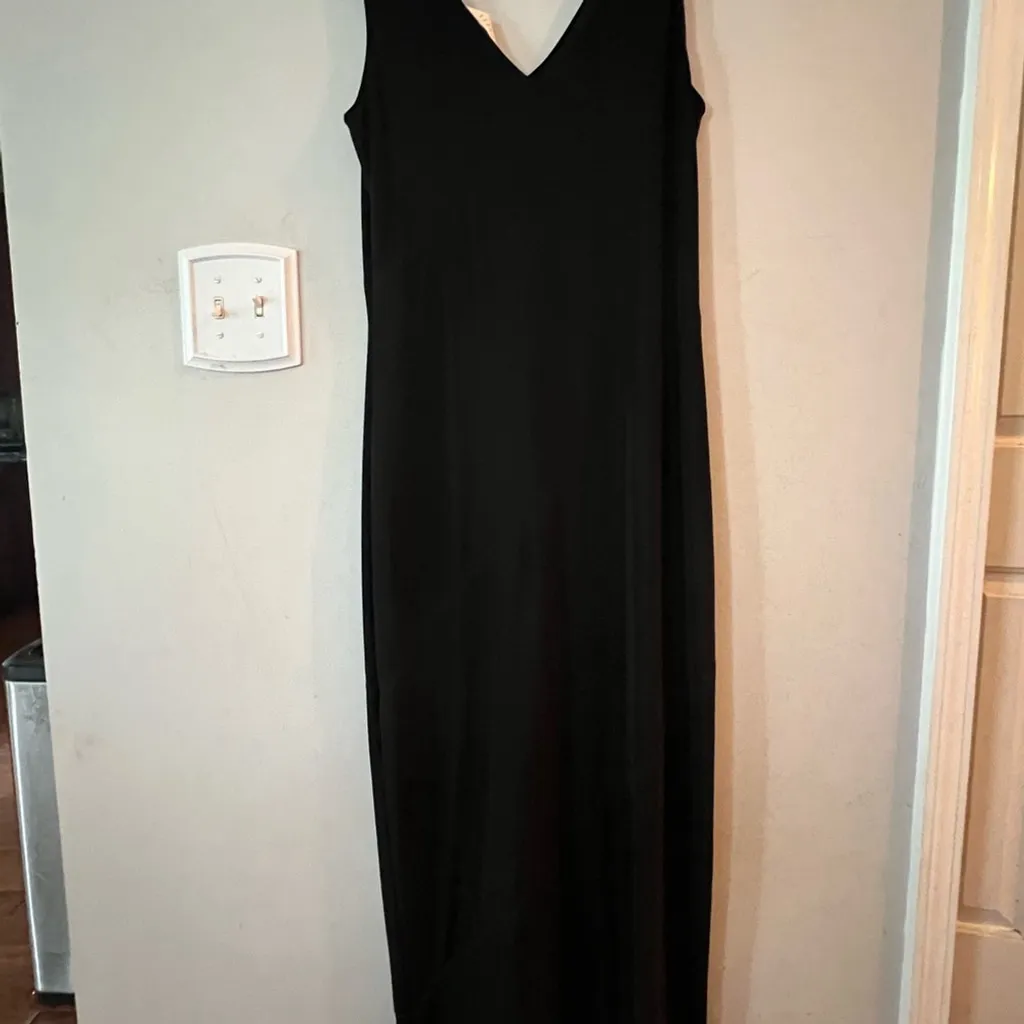 Vintage Express Tricot Black Maxi Dress V-Neck Sleeveless Y2K 90s Capsule - Image 6