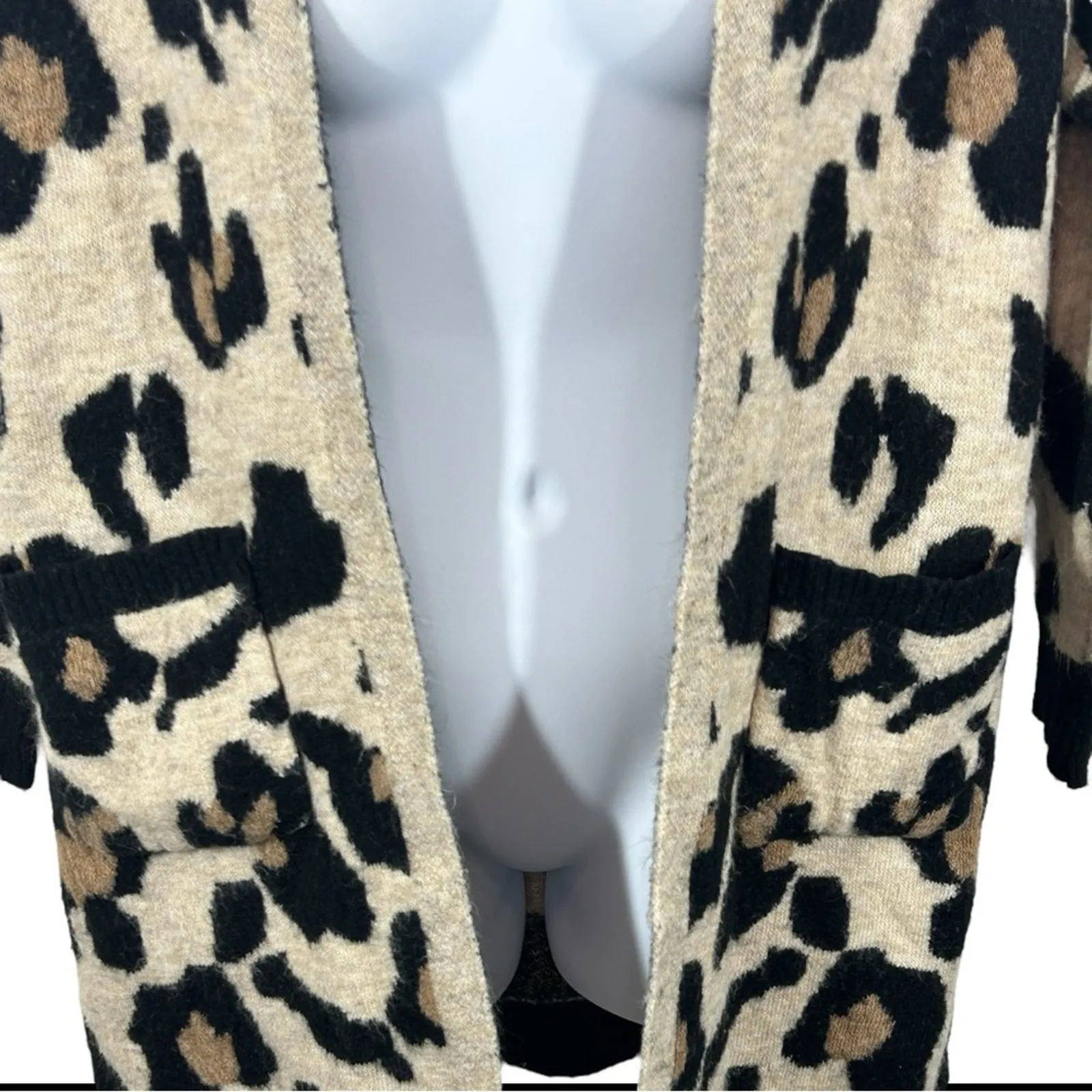 Dreamers Leopard Print Open Cardigan Sweater Small/Medium Cozy Chic - Image 9