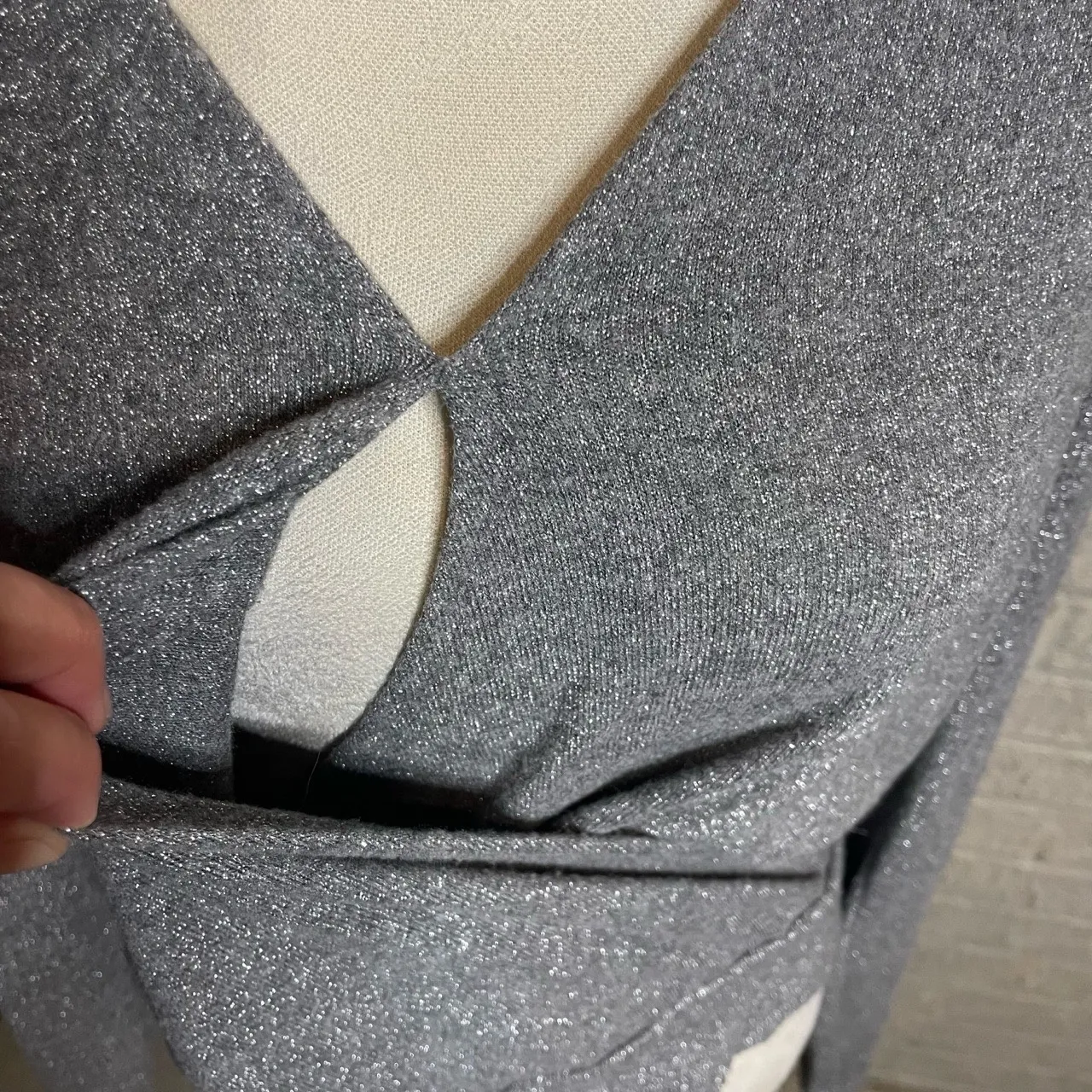 Michael Stars Womens Gray Sparkle Convertible V-Neck Surplice Top Size Large - Image 3