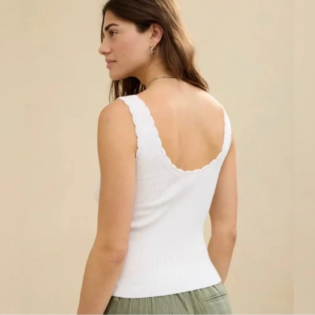 Aerie White Reversible Ribbed Tank Top‎ - Image 2