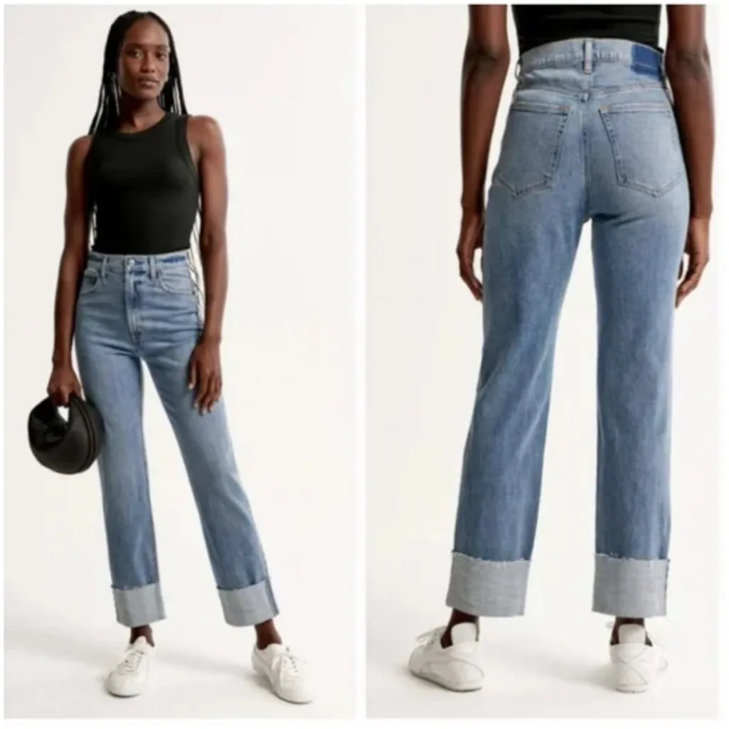 Abercrombie &Fitch Ankle Straight Ultra High Rise Cuffed Jeans - Image 2
